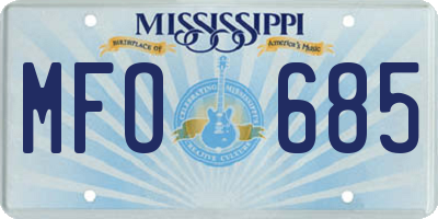 MS license plate MFO685