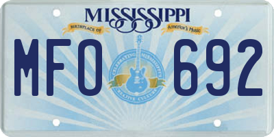 MS license plate MFO692