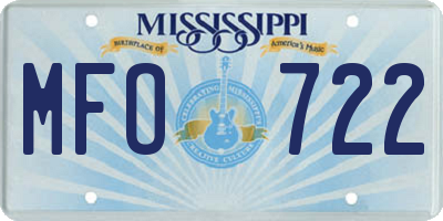 MS license plate MFO722