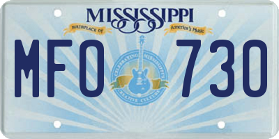 MS license plate MFO730