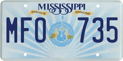 MS license plate MFO735