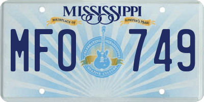MS license plate MFO749