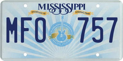 MS license plate MFO757