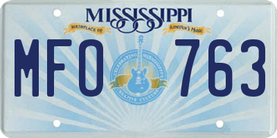 MS license plate MFO763