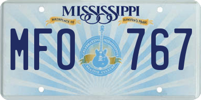 MS license plate MFO767