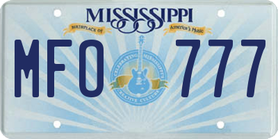 MS license plate MFO777