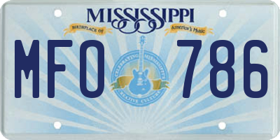MS license plate MFO786