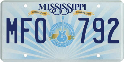 MS license plate MFO792