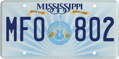 MS license plate MFO802