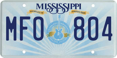 MS license plate MFO804