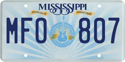 MS license plate MFO807