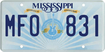 MS license plate MFO831