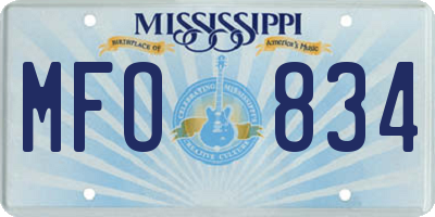 MS license plate MFO834