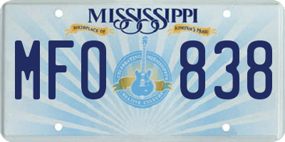 MS license plate MFO838