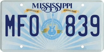 MS license plate MFO839