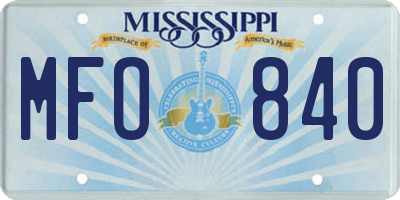 MS license plate MFO840