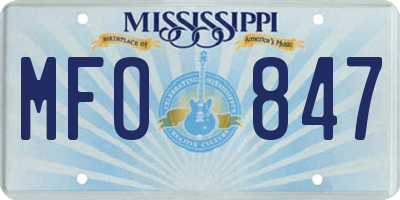 MS license plate MFO847