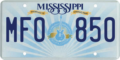 MS license plate MFO850