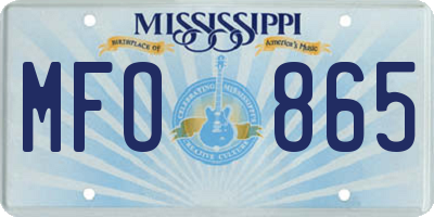 MS license plate MFO865