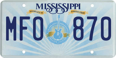 MS license plate MFO870