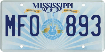 MS license plate MFO893