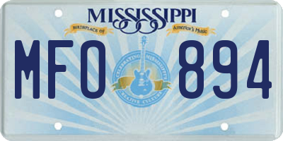 MS license plate MFO894
