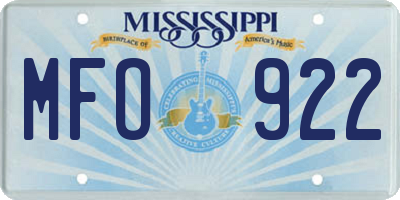 MS license plate MFO922