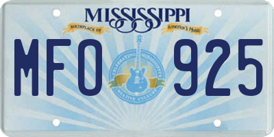 MS license plate MFO925