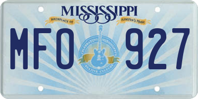 MS license plate MFO927