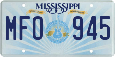 MS license plate MFO945