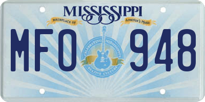 MS license plate MFO948