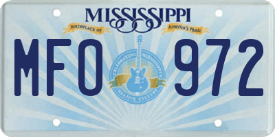 MS license plate MFO972