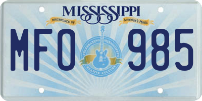 MS license plate MFO985