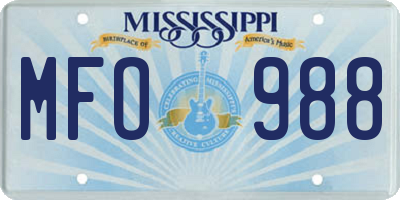 MS license plate MFO988