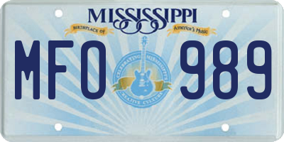 MS license plate MFO989