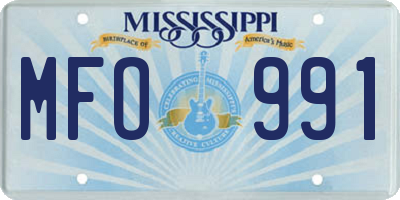 MS license plate MFO991