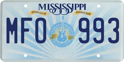 MS license plate MFO993