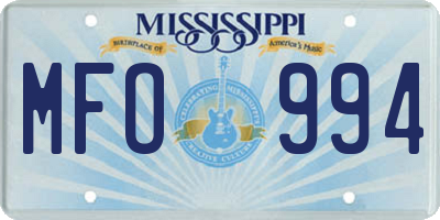 MS license plate MFO994
