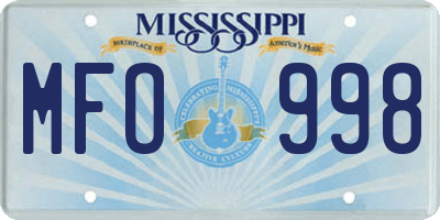 MS license plate MFO998