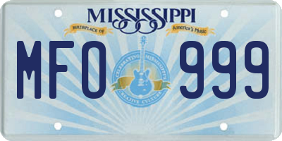 MS license plate MFO999