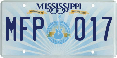 MS license plate MFP017