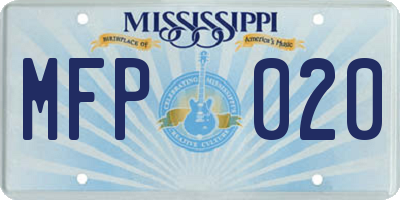 MS license plate MFP020
