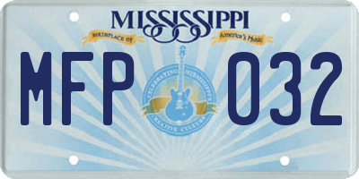 MS license plate MFP032