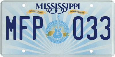 MS license plate MFP033