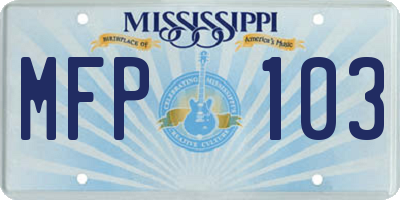 MS license plate MFP103