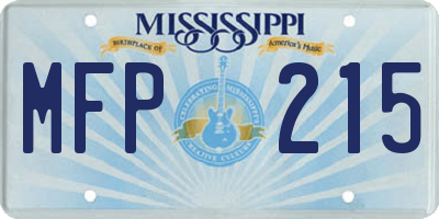 MS license plate MFP215