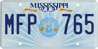 MS license plate MFP765