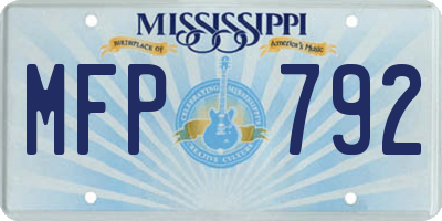 MS license plate MFP792