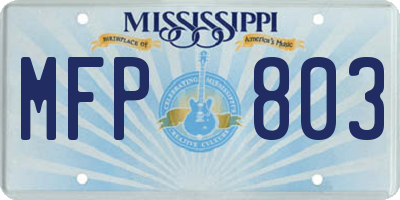MS license plate MFP803