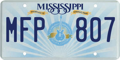 MS license plate MFP807